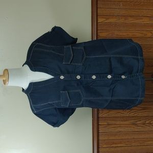 Denim&Co Black Denim Top 1X